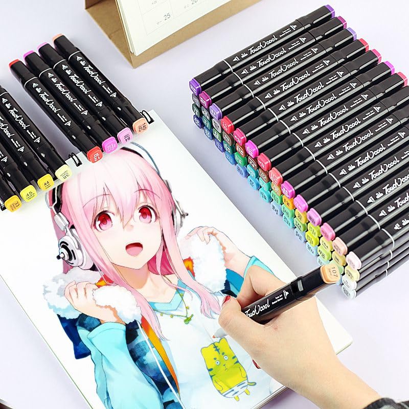 12 Color Alcohol Marker Pens, Bright Permanent, for Coloring Art Marke ...
